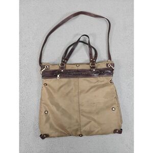 Hayden Harnett Tote Womens Large Brown Nylon Leather‎ Shoulder Bag Purse Satchel